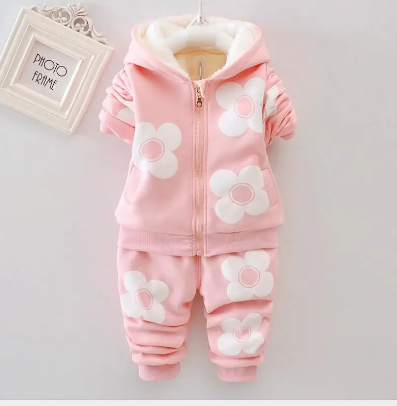 Maxy 2024 New Baby Boys Girls Christmas Cartoon Winter Hooded Plush Warm Vest Coat+Sweatshirt+Pants 3Pcs Infant Children Sports Suit