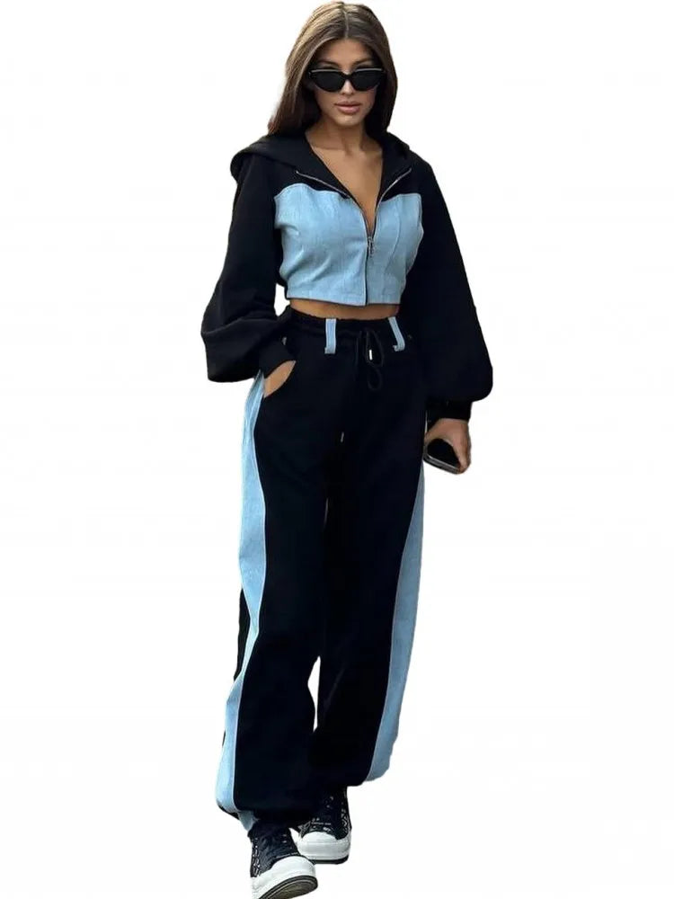 Maxy 2 Piece Women Sets New Arrival Spring Summer Matching Sets Two Pieces Sets Denim Top Jeans Pants Suits Outfits Clothing