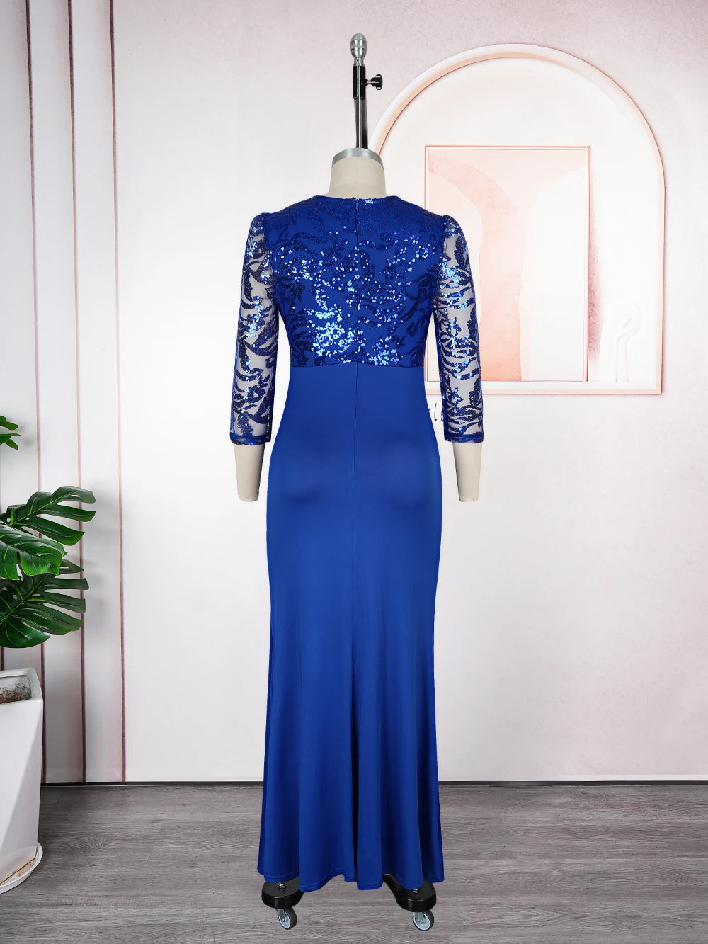 Maxy Plus Size African Party Dresses for Women Dashiki Sequin Sexy Bodycon Long Dress Elegant Outfits Muslim Wedding Evening Gowns