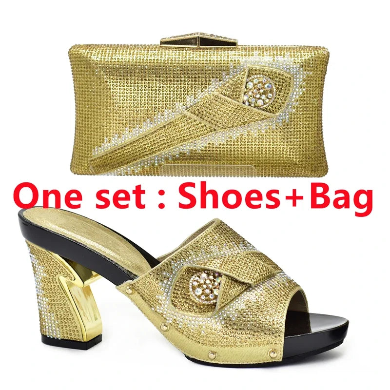 Max New African Shoes and Bag Set for Party M Shoe Maxy and Bag Set for Party In Women Summer High Heeled Shoes for Women