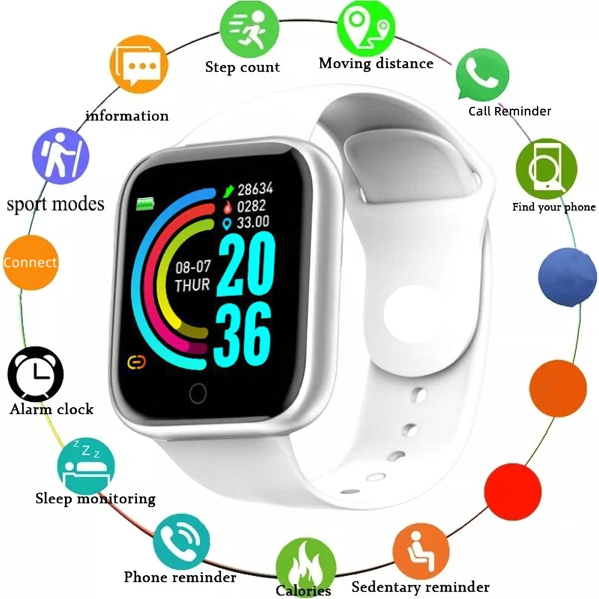 Maxy Smartwatch Men Women Wristwatches Smart Watch Message Fitness Monitor Bracelet Birthday Gift Electronic Clock For Android IOS