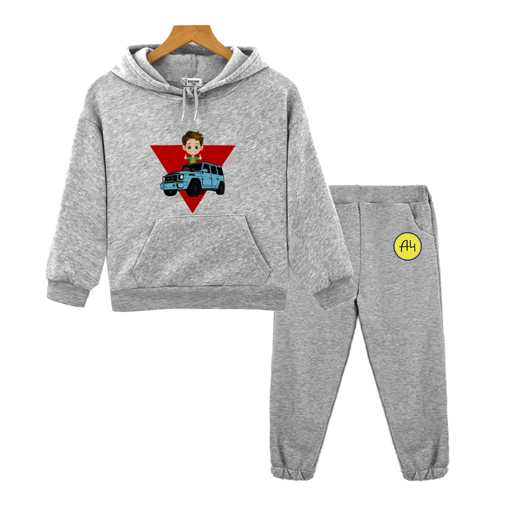 Maxy Kids Merch A4 Hoodie for Boy Suit мерч а4 Sweatshirt with Hood Children Costume Set Child Toddler Girl Winter Clothes Top Pants