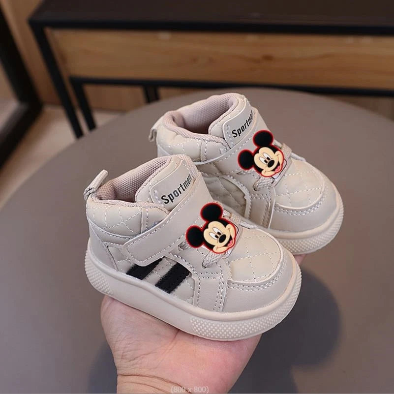 Visco Mickey Minnie Fashion Kids Sneakers High Top Breathable Casual Shoes Girls Non-slip Boys Outdoors Toddler Board Shoes