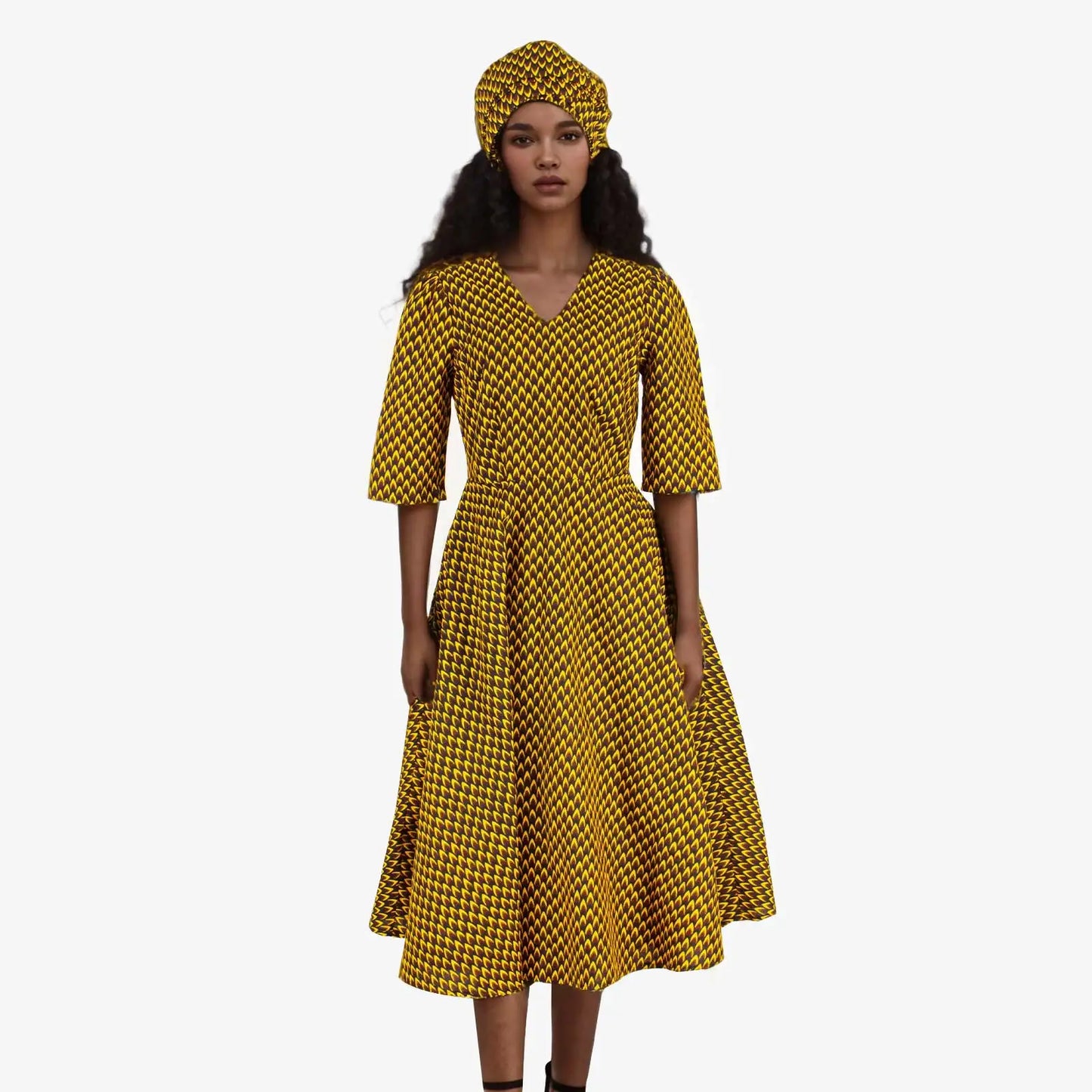 Maxy Church Dresses for Woman Traditional Party Gown V Neck Maxy Dress with Free Turban Wedding Africa Turkey Style 2425083