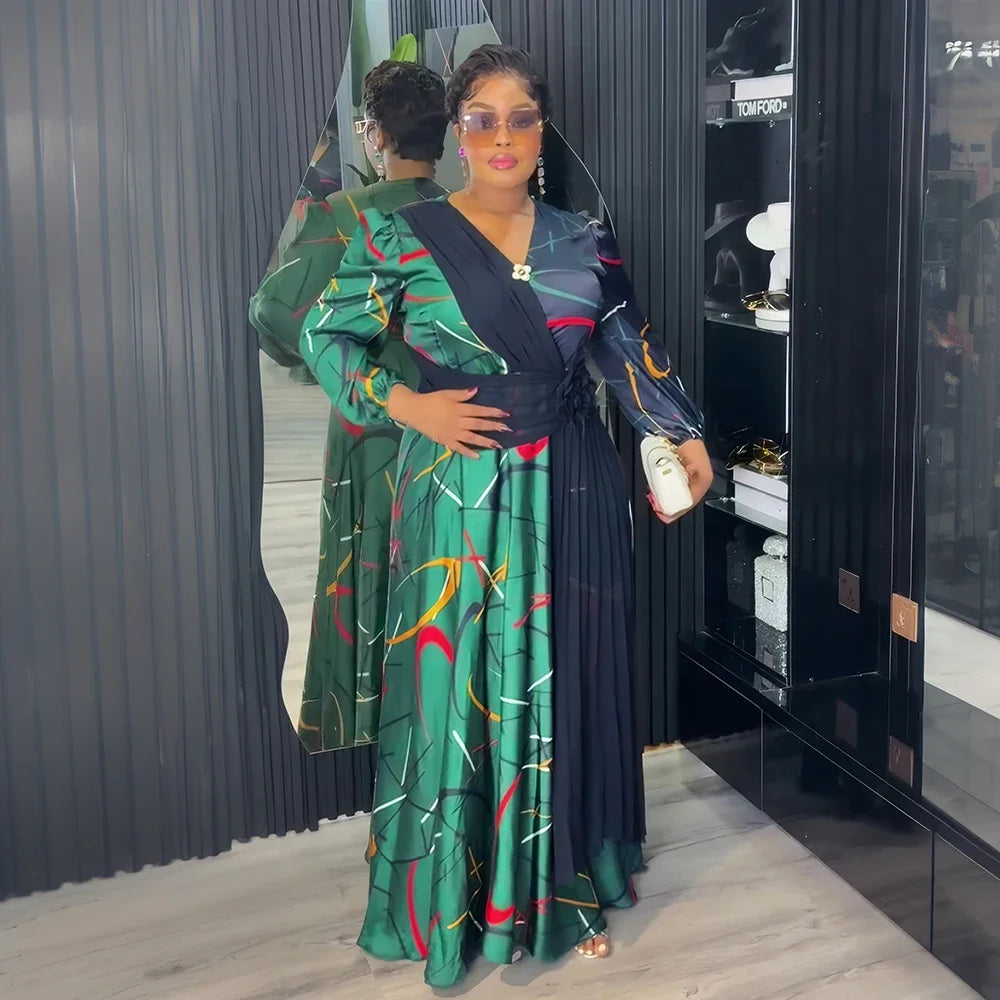 Amay Plus Size African Party Long Dresses for Women New Dashiki Ankara Print Evening Gowns Turkey Outfits Robe Africa Clothing