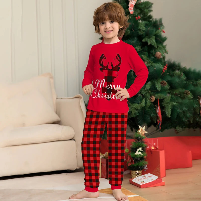 Maxy Winter Red Top+Pant Family Christmas Pajamas Xmas Pjs Men Women Kids Baby Dog Pyjamas Sleepwear Sets Matching Outfit Z934