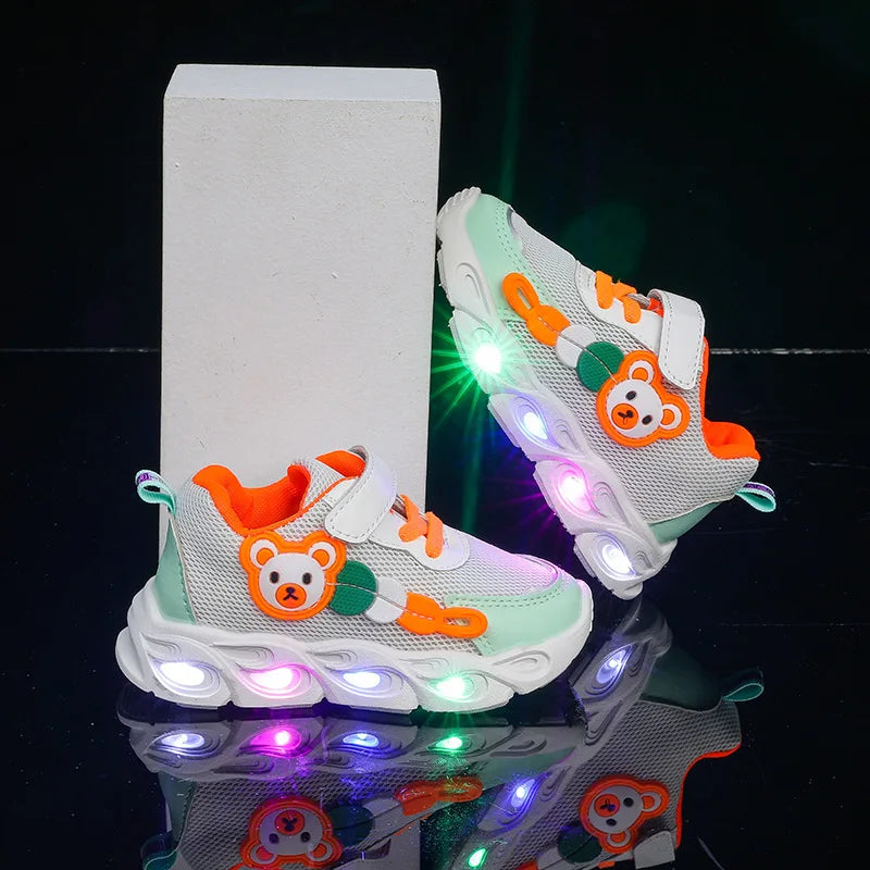 Maxy LED Colorful Lighted Baby Children & Toddler Shoes Air Mesh Breathable Soft Bottom Fashion Girls & Boys Kids Sneakers Size 21-30