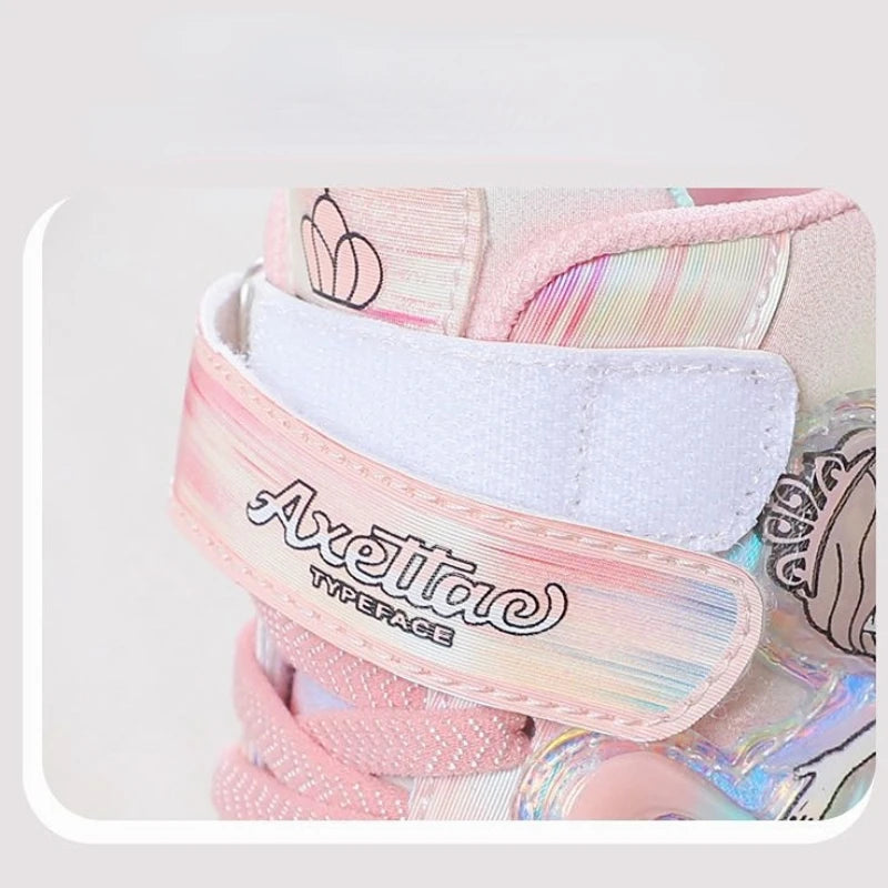 Maxy Children's Sports Shoes with Lights Cute Cartoon Mermaid Girls Sneakers Led Luminous Light Running Shoes Leather Toddler Shoes