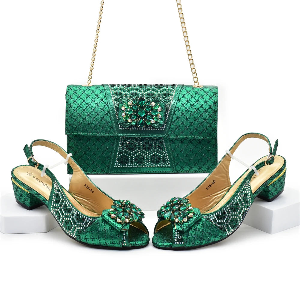 Maxy Shoe and Bag Set New 2024 Women Shoes and Bag Set In green Shoes with Matching Bag set