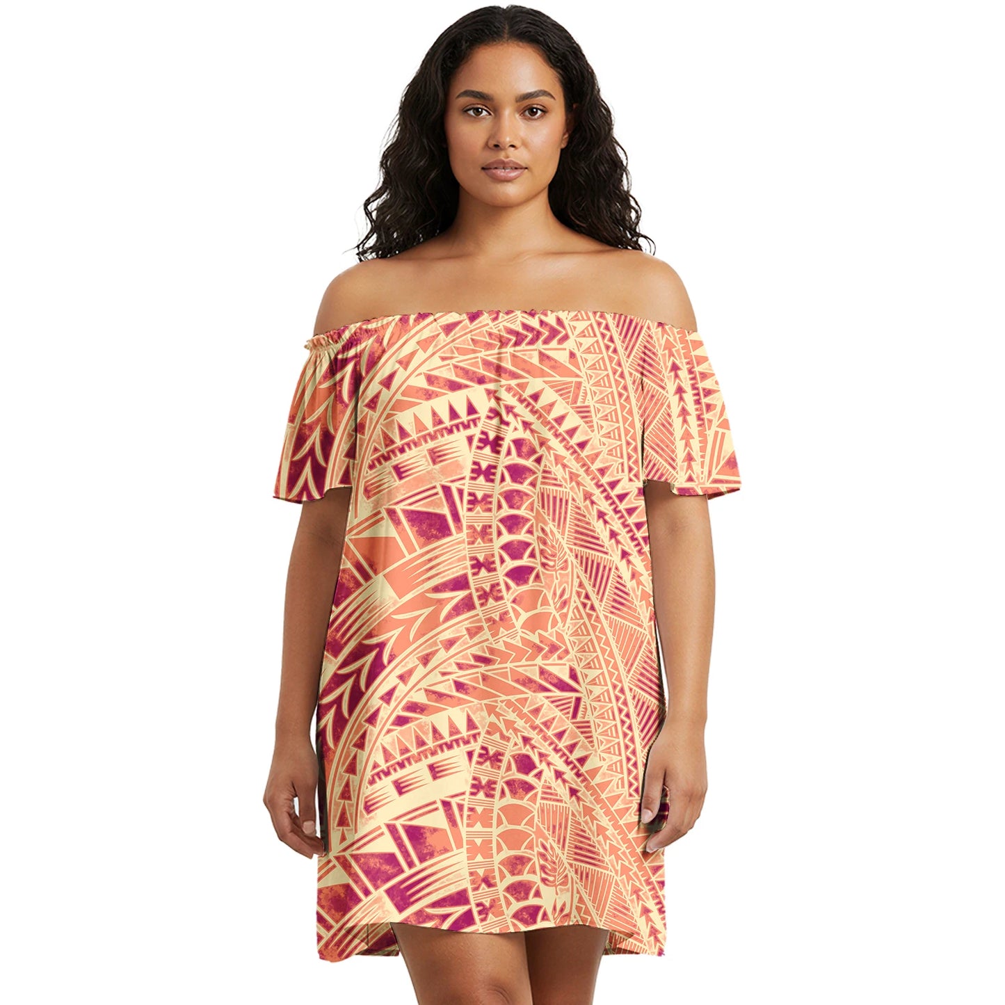 Maxy Flower Print Polynesian Micronesia Custom Dress Short Sleeve Hawaii Stylish Prom Fiji Samoa Tribal Prom Evening Dresses Lady