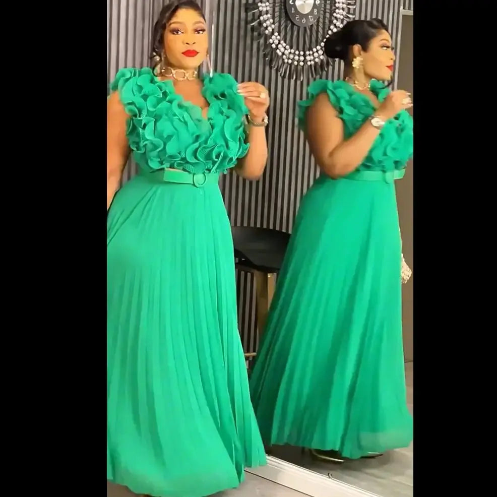 Maxy Luxury African Evening Party Dresses for Women Flower Wedding Gown Dashiki Ankara Africa Clothing Plus Size Kaftan Turkey Abaya
