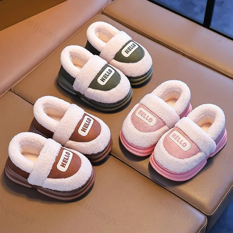 Maxy Toddler Plush Cotton Shoes Warm Kids Winter New Casual Furry Shoes Girl Boy Anti-slip Soft Sole Kids Snow Shoes Fashion Sneakers