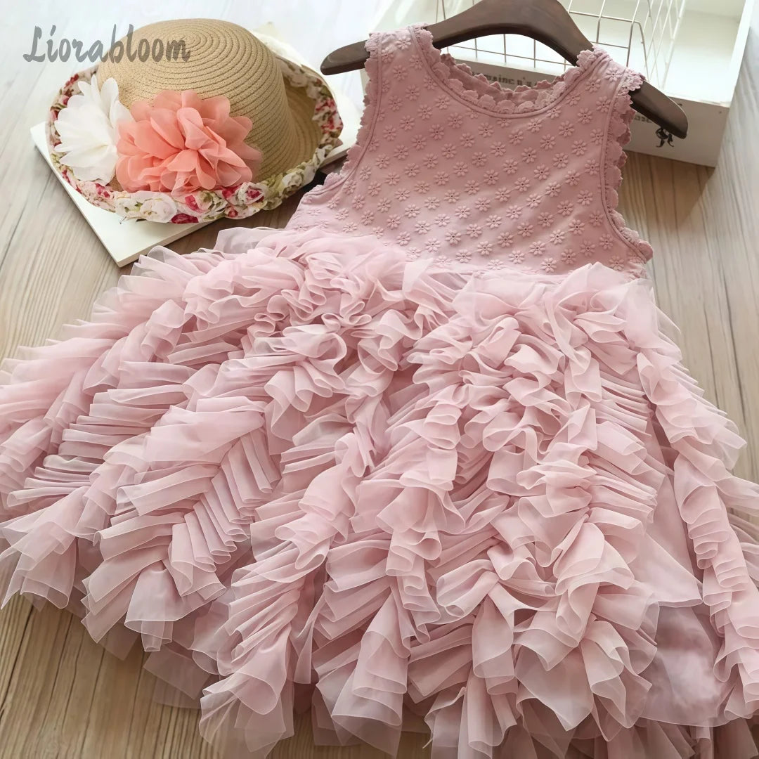 Colorful Tulle Dress Girls' Everyday Dresses Elegant Evening Gowns Flower Girl Dresses New Princess Party Dresses