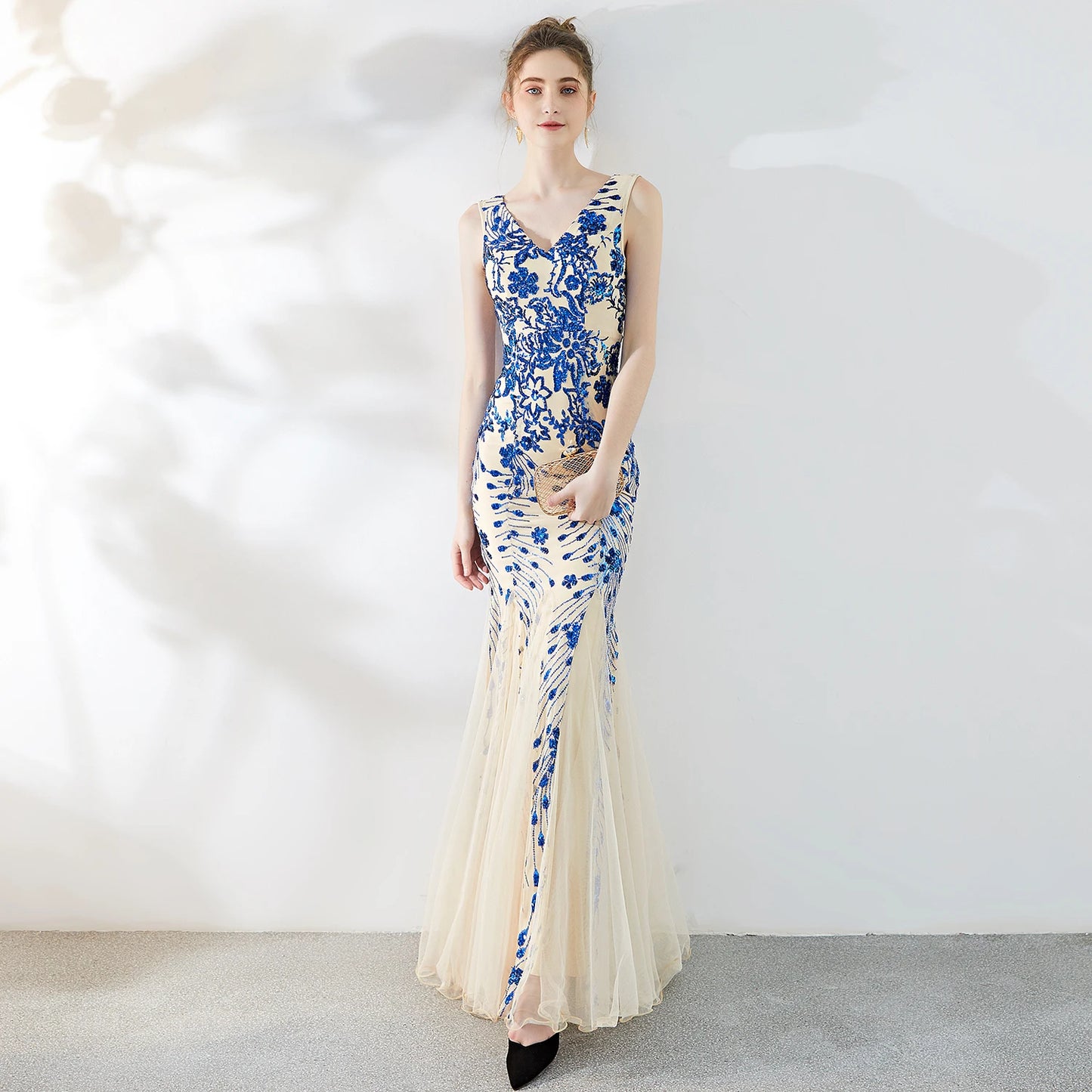 Maxy Customized Women's 1920s Inspired V Neck Sleeveless Gatsby Dresses Long Evening Cocktail Gowns