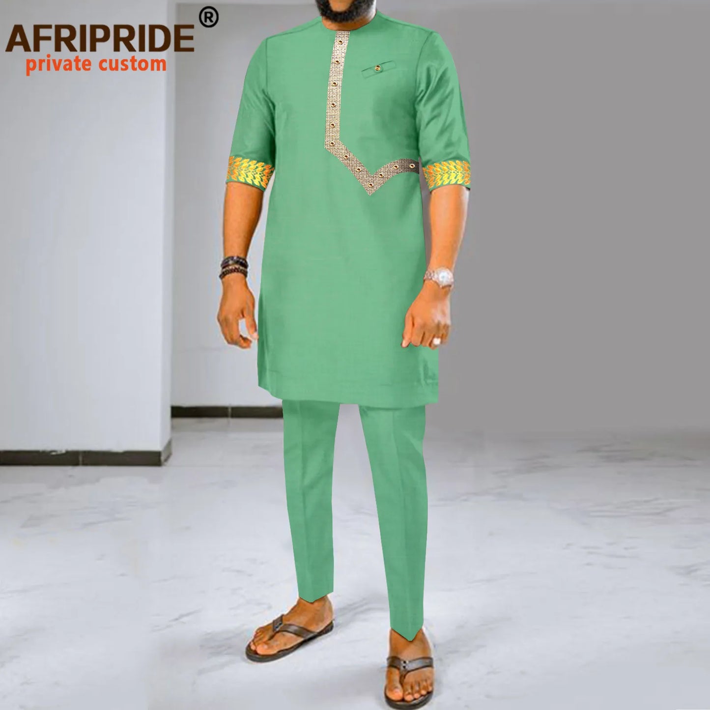 Maxy Men Tracksuit African Clothes 2 Piece Set Dashiki Embroidery Short Sleeve Shirt and Ankara Pants Set Dashiki Outfits 2416017
