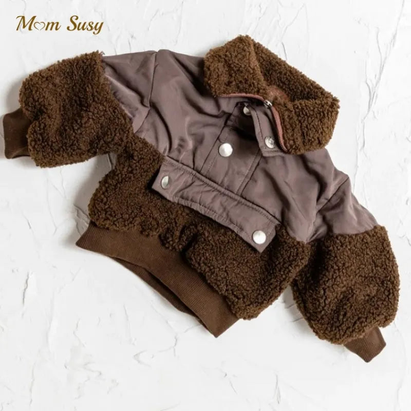Maxy Fashion Baby Girl Boy Fleece Jacket Patchwork Infant Toddler Child Warm Winter Coat Kid Sheep Like Outwear Baby Clothes 1-7Y