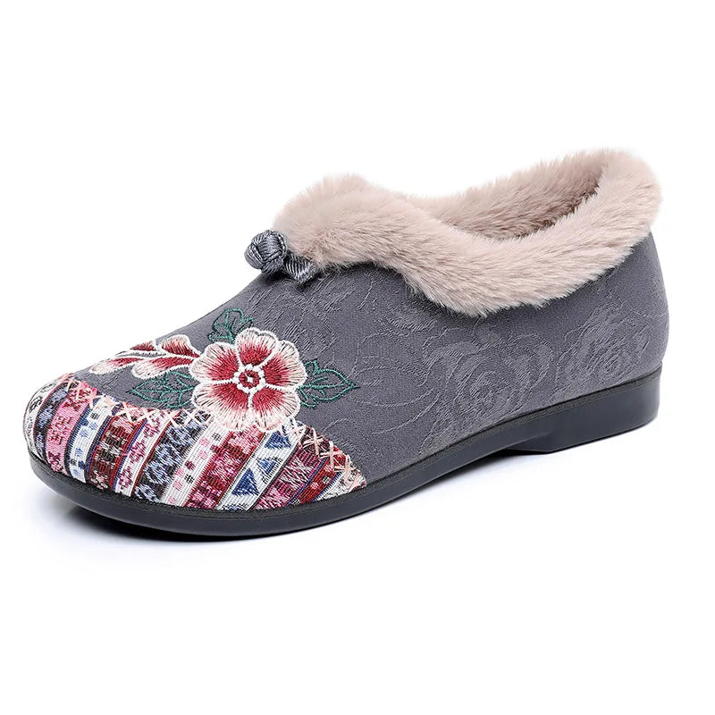 Maxy Winter Women's Fashion Non-Slip Flat Shoes Lightweight Casual Soft Snow Shoes Comfortable Plugging Thickening Warm Shoes