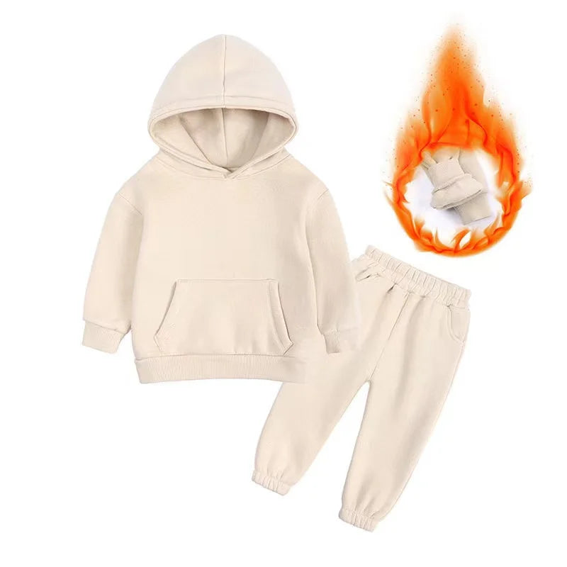 New Autumn Winter Fashion Baby Boys Girls Clothes Children Thicken Hoodies Pants 2Pcs/Set Toddler Sports Costume Kids Tracksuits