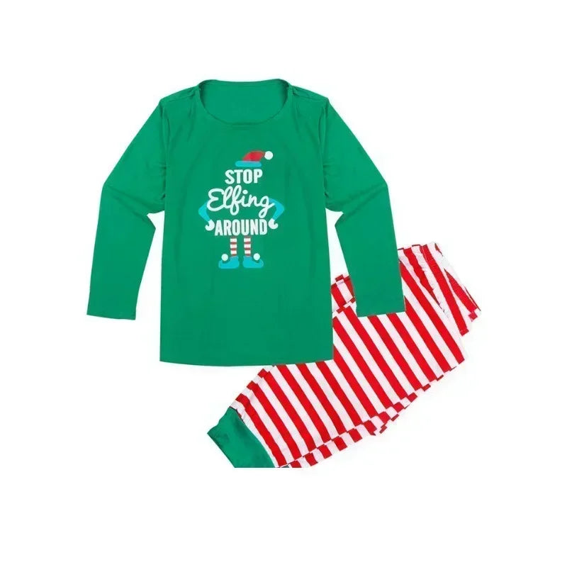 Xmas Gift Mom Daughter Dad Son Matching Clothes Christmas Pajamas Set Soft Cute Stripe Print Clothing Sets Sleepwear Family Look