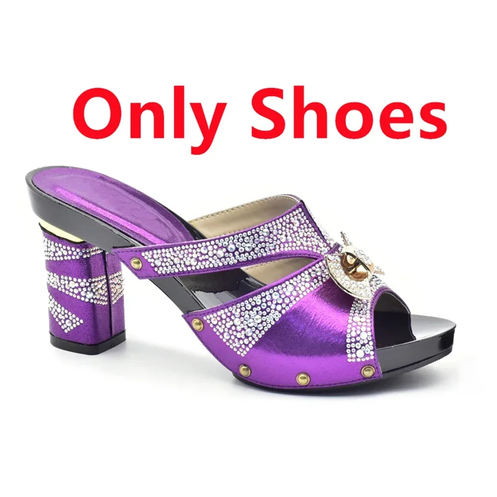 Maxy New Arrival African Matching Shoes and Bags in Women Nigerian Party Pumps Wedding Shoes Bride Wide Heels Women