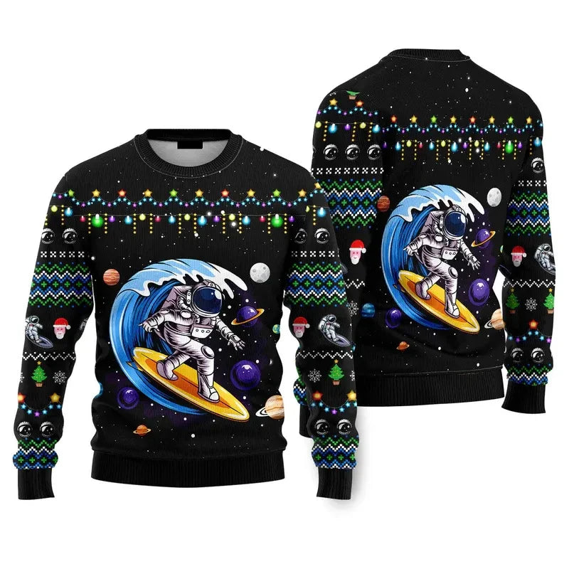 Maxy Fashion Santa Claus Beer Ugly Christmas Sweater For Men Clothing 2026 New Year Hoodie Streetwear Holiday Party Sweatshirts
