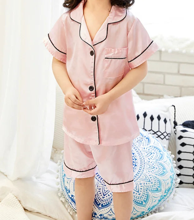 Maxy Personalized Kids Pajamas Customized Satin Pajamas for Kids Party Christmas Matching Family Pajamas Flower Girl Pajamas Kids Pjs