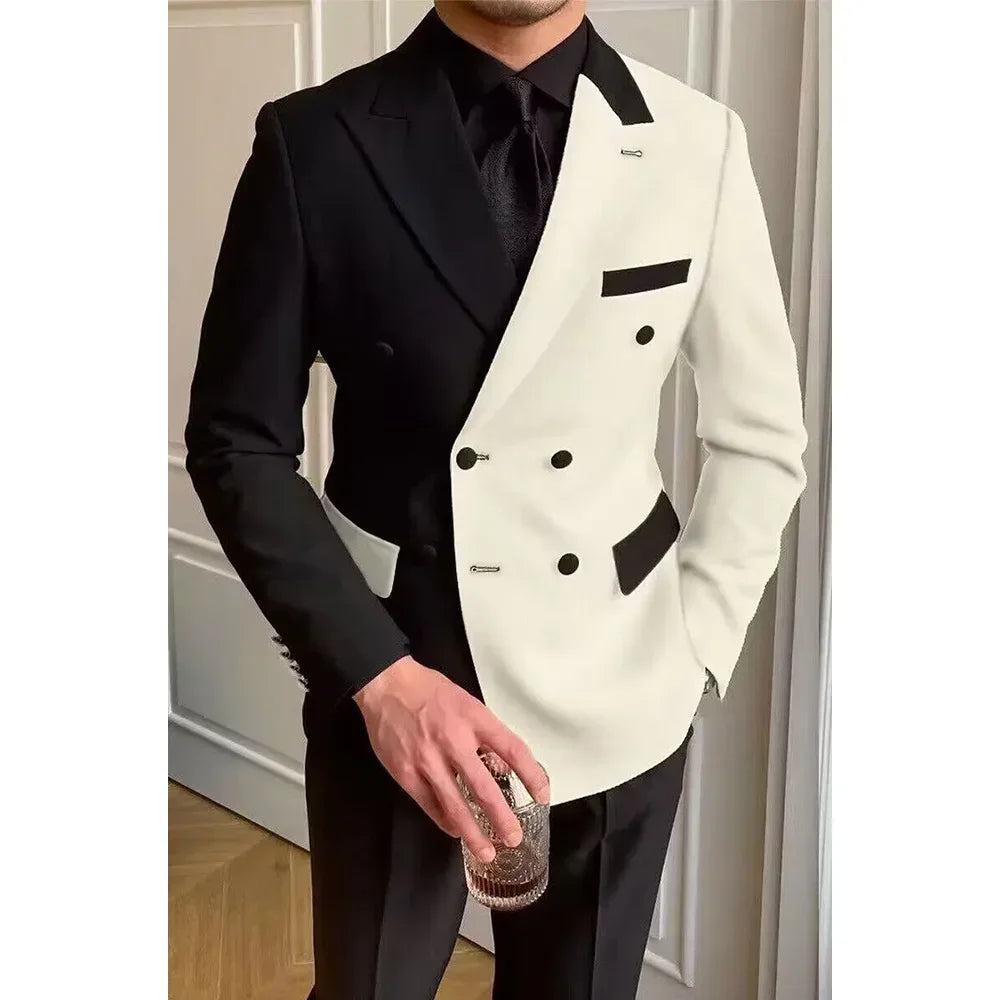 Visco Formal Suits for Men Latest Design Double Breasted Wedding Tuxedo Groomsmen 2 Pieces Slim Fit Fashion Suit Jacket with Pants