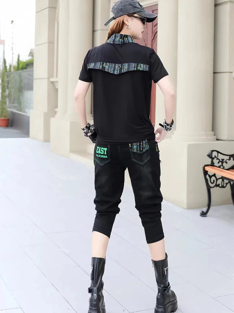 Max LuLu Summer Fashion Outfits 2024 Womens Printed Two Pieces Sets Loose Tops Luxury Tshirts Elastic Vintage Pants Casual Suits