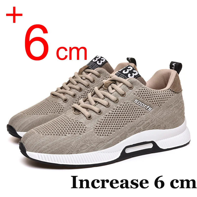 Amay Plus Size 46 Men Sneakers Elevator Shoes Summer Mesh Breathable Heightening Shoes Man Invisiable Increased 6CM Taller Shoes