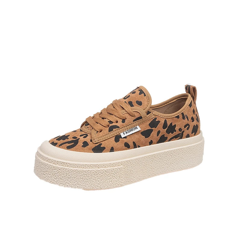 Maxy Soft Suede Leather Casual Shoes Women Sneakers Clogs Platform All-Match Spring Round Toe Cross-tied Frosted Flats Shoes Women