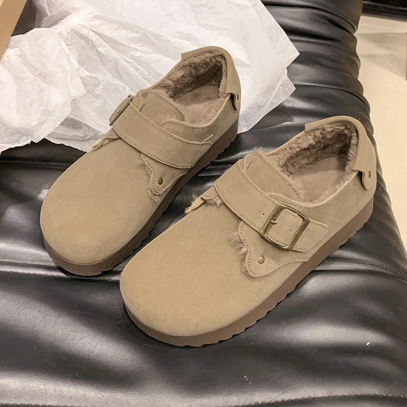 Maxy Moccasin Shoes Slip-on Autumn Loafers Fur Soft Female Footwear Moccasins Slip On Fall Winter New Dress Flat Soft Shoes Woman Fla