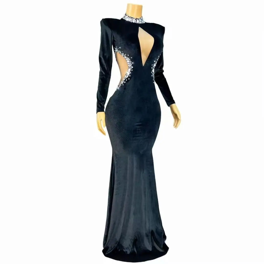Maxy Sexy Twinkling Rhinestones Elegant Mermaid Dress Women Party Celebrate Evening Wedding Gown Red carpet Stage Wear Outfit