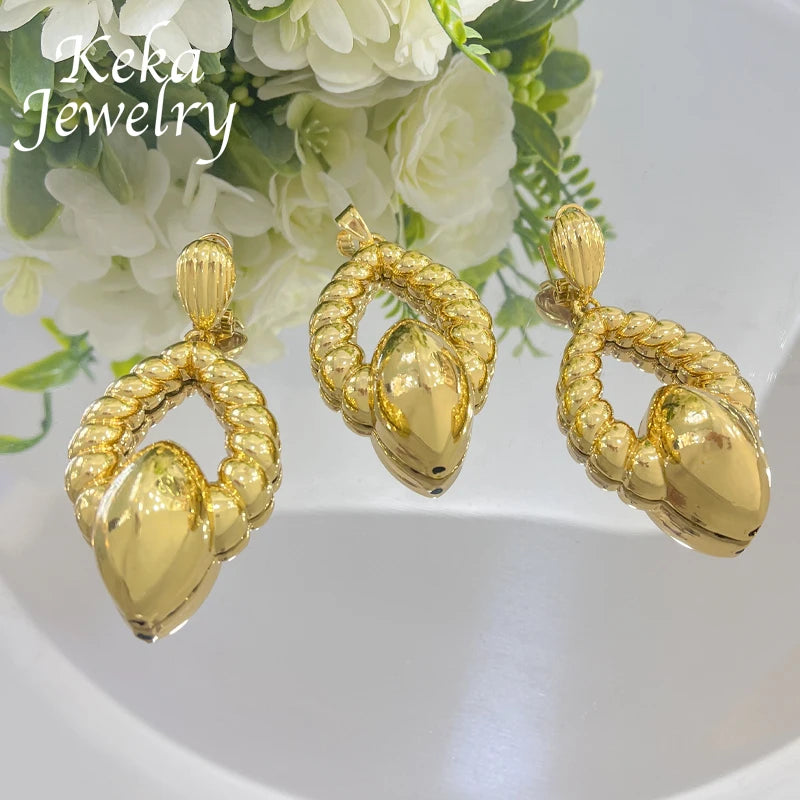 Maxy Luxury Elegant 24K Gold Plated Jewelry Set for Women Necklace Pendant Earrings Dubai Wedding Party Accessories Fashion Jewelry