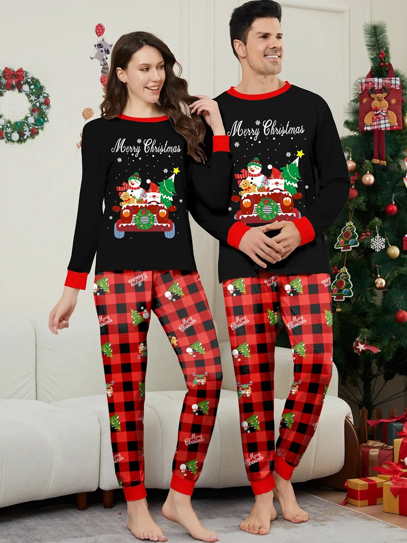 Christmas Family Matching Outfits Adult Kids Mom Dad Pajamas Set Baby Rompers Casual Sleepwear Xmas Claus Family Look Pyjamas