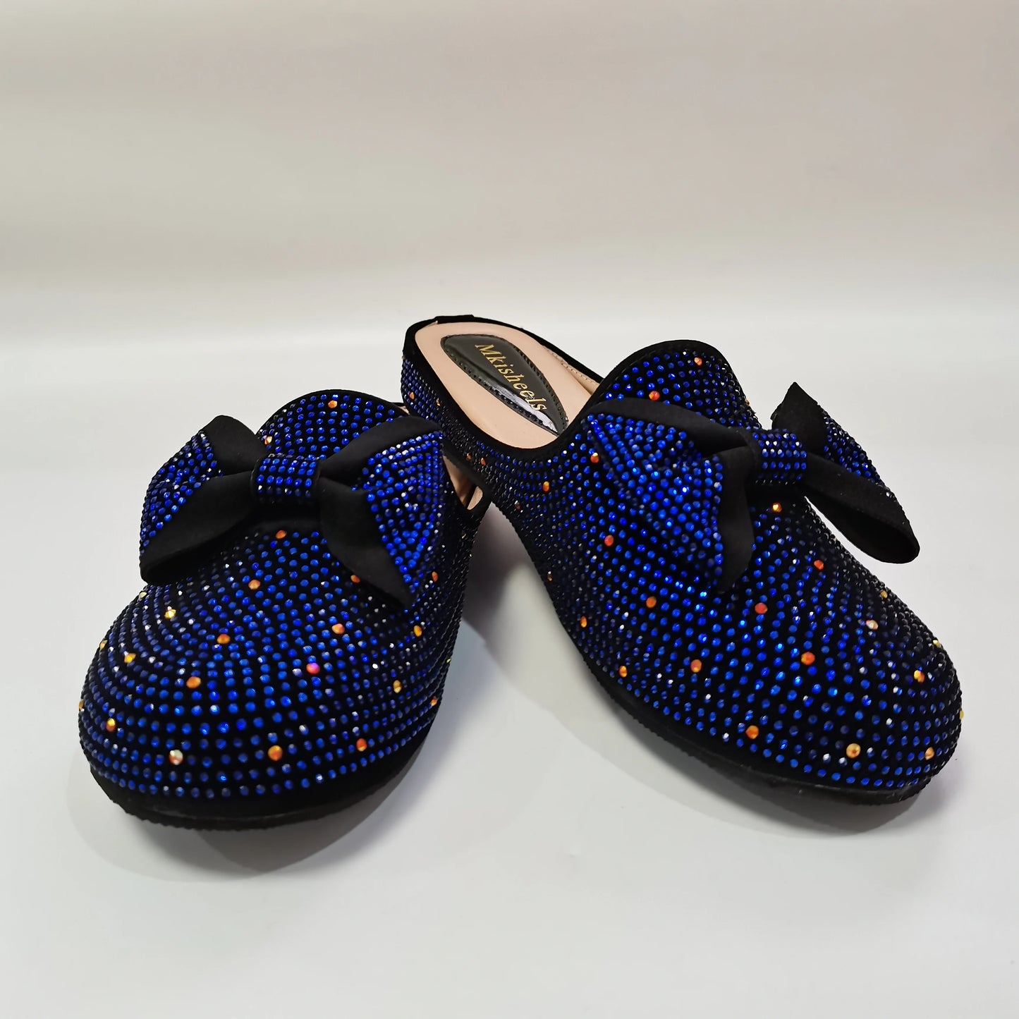 Fashion Women Rhinestone Slippers Shoes Summer Mullers with Bowknot Luxury Lady Beach Designer Shoes Sequins Sandals F615-1