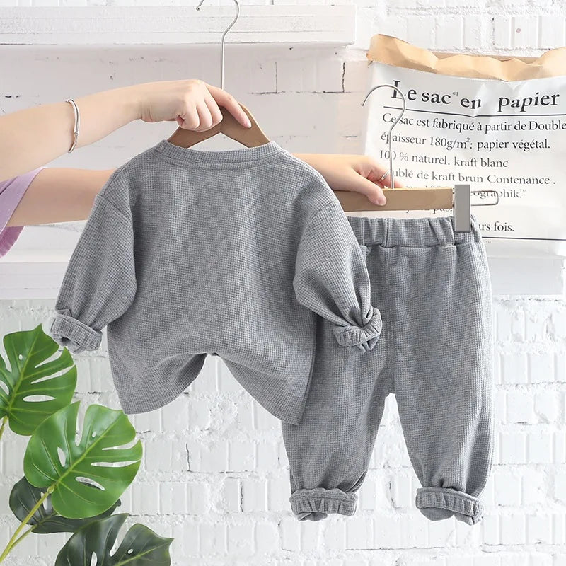 Maxy Spring Autumn Children Clothes Baby Boys Cotton Solid Sweatshirt + Pants 2Pcs Set Toddler Fashion Costume Kids Tracksuits