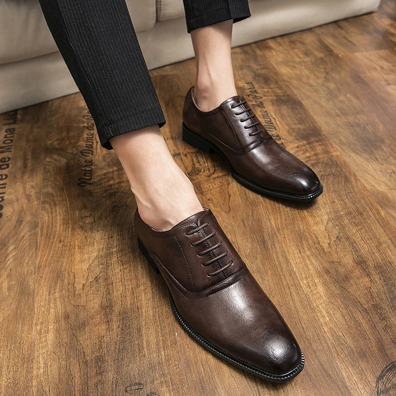 Visco Elegant Leather Men Shoes Italian Formal Dress Male Footwear Luxury Brand Fashion  Office Working Oxford Shoes for Man