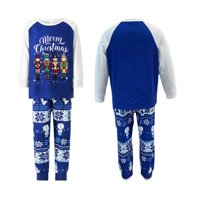 Max Family Matching Christmas Pajama Set Nutcracker Print Raglan Sleeve Tops Elastic Waist Pants Fall Winter Family Xmas Sleepwear