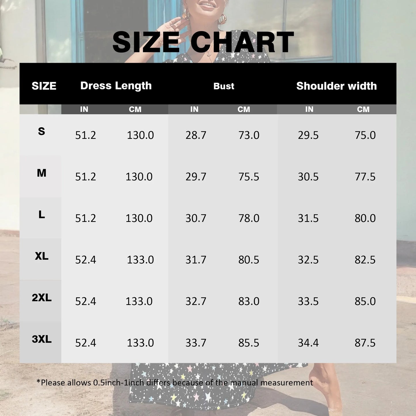 Maxy Starry Night Print Kaftan Maxy Dress V-Neck Loose Fit S-3XL – Fun Holiday Party or New Year’s Eve Celebration Look