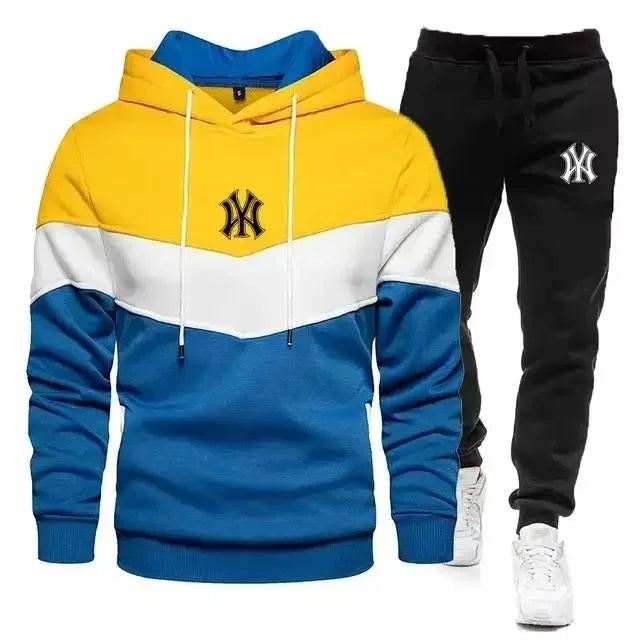 Visco Men's Sets Spring Autumn Zipper Hoodie and Pants 2 Pieces Casual Tracksuit Male Brand Running Jogging Sportswear Suit