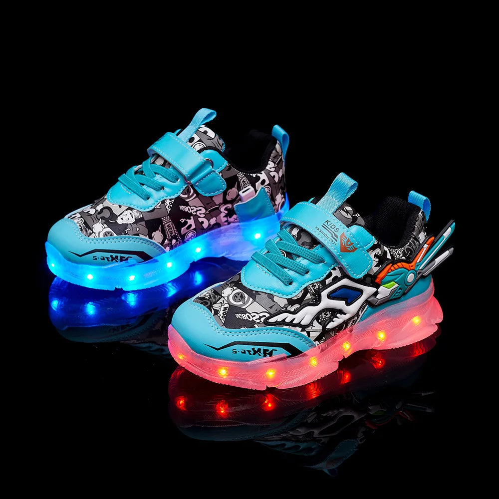 Maxy Boys & Girls Children LED Shoes Fashion Toddlers Lighted Sports Casual Little & Big Kids Sneakers USB Charger Size 22-38