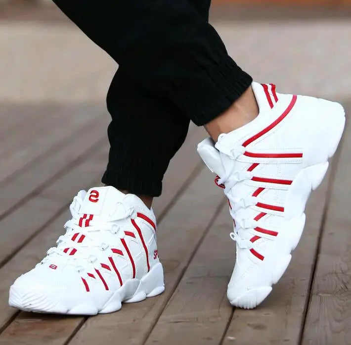 Maxy Large Size PU Leather Men's Running Shoes Men's White Sports Shoes Women Sport Shoes for Men Sneakers Red Basket Walk