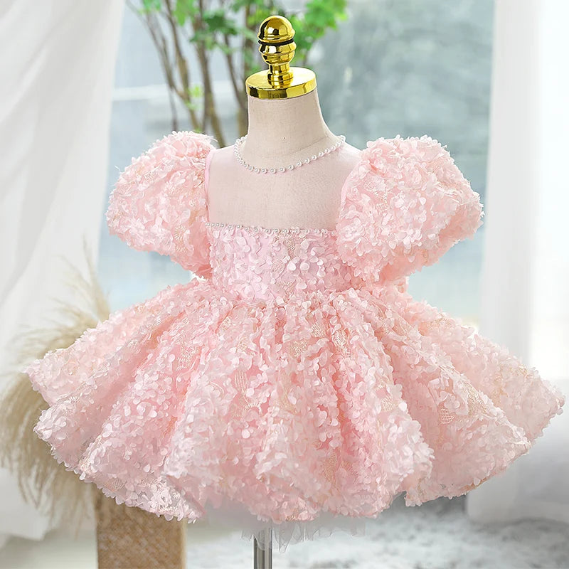 Maxy Child Pageant Luxury Evening Ball Gown Birthday Party Dress for Girls with Pearls and Lace Weddings Parties Kids Formal Dresses