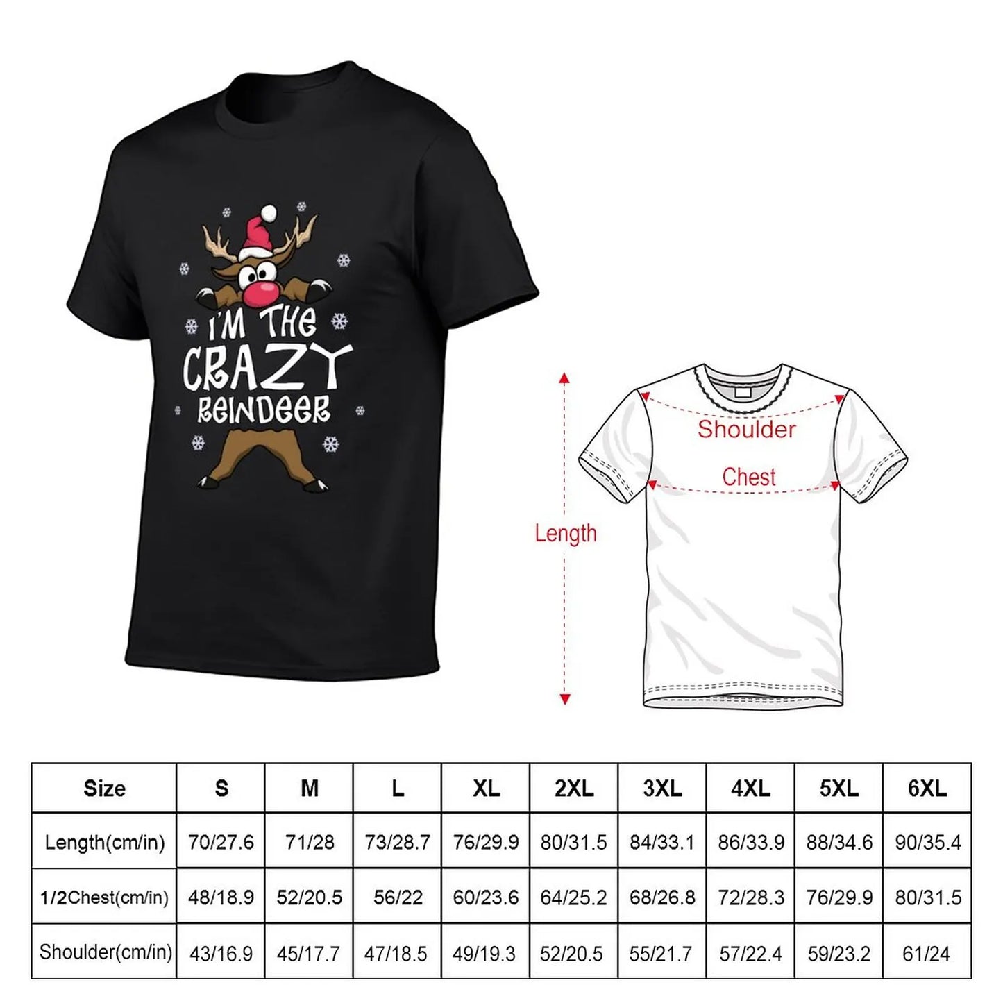 I’m The Crazy Reindeer Family Matching Christmas Pajamas T-Shirt Tee shirt korean fashion fitted t shirts for men