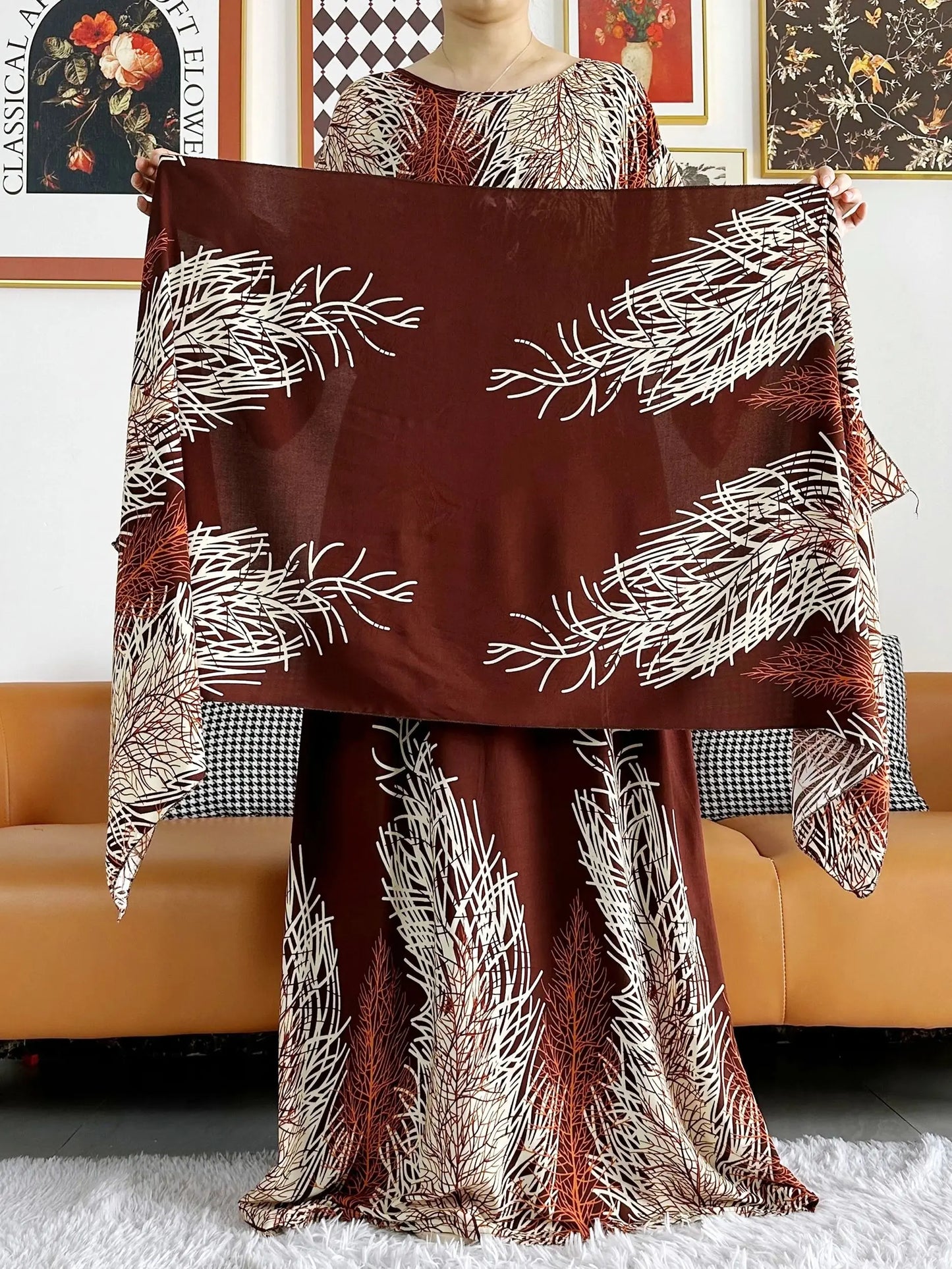 Maxy New Women Long Sleeve Dashiki Dress African Woman Print Turban Kaftan Abaya Ramadan Eid Muslim Hijab Dresses Femme Arabia dress
