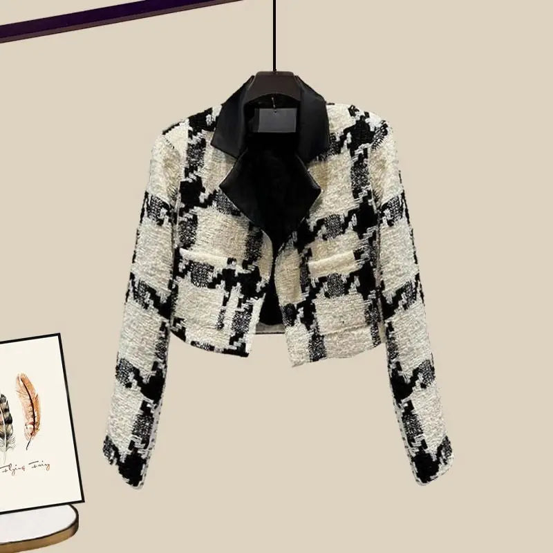 Maxy Fashionable Women's Set Spring and Autumn New Korean Edition High End Short Coat Age Reducing Dress Two Piece Set