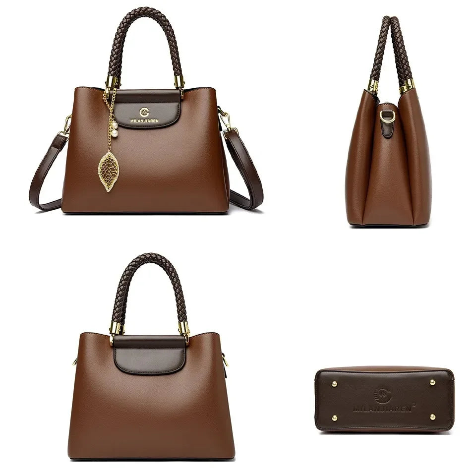 Maxy Genuine Soft PU Leather Handbags for Women Vintage Shoulder Tote Bag Luxury Designer Ladies Large Capacity Purse Bags Sac A Main