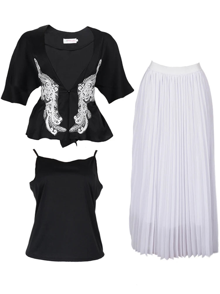 Maxy Tops Skirt Suit Elegant Women 3 PCS Set Clothing Plus Size Chiffon Dress Dubai Turkey Party Gowns