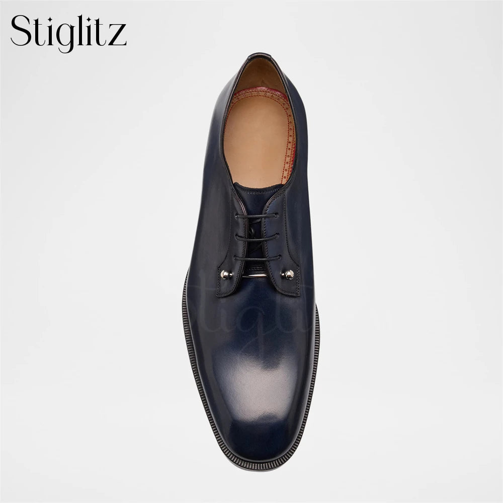 Visco Embellished Croc-Effect Leather Derby Shoes Metallic Fastener Loafers Luxury Designer Style Handmade Men's Shoes Latest Arrivals