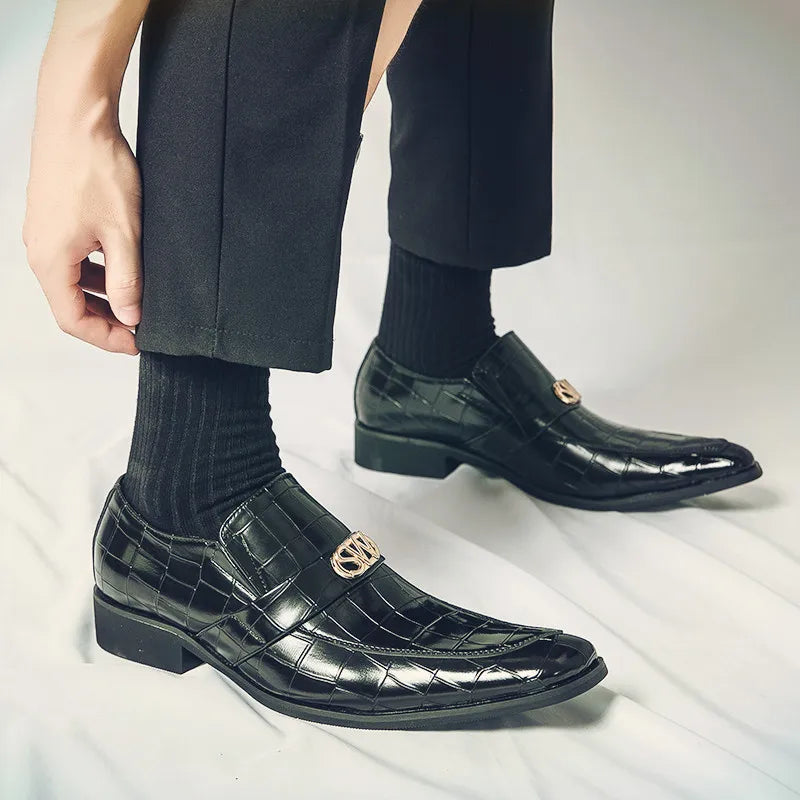 Amay Black Wingtip Men Oxford Shoe High Quality Men Loafers Shoes Genuine Leather Italian Handmade Formal Wedding Slip On Dress Shoes